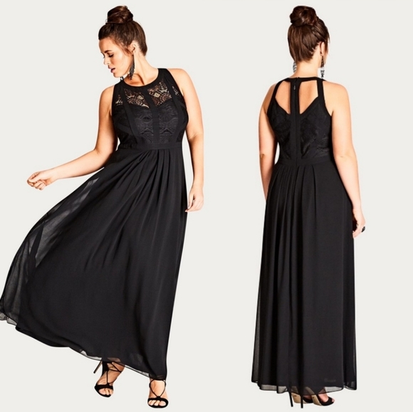 City Chic Dresses & Skirts - City Chic Lace Paneled Bodice Maxi Evening Dress, Black, NWOT, Size XL/22